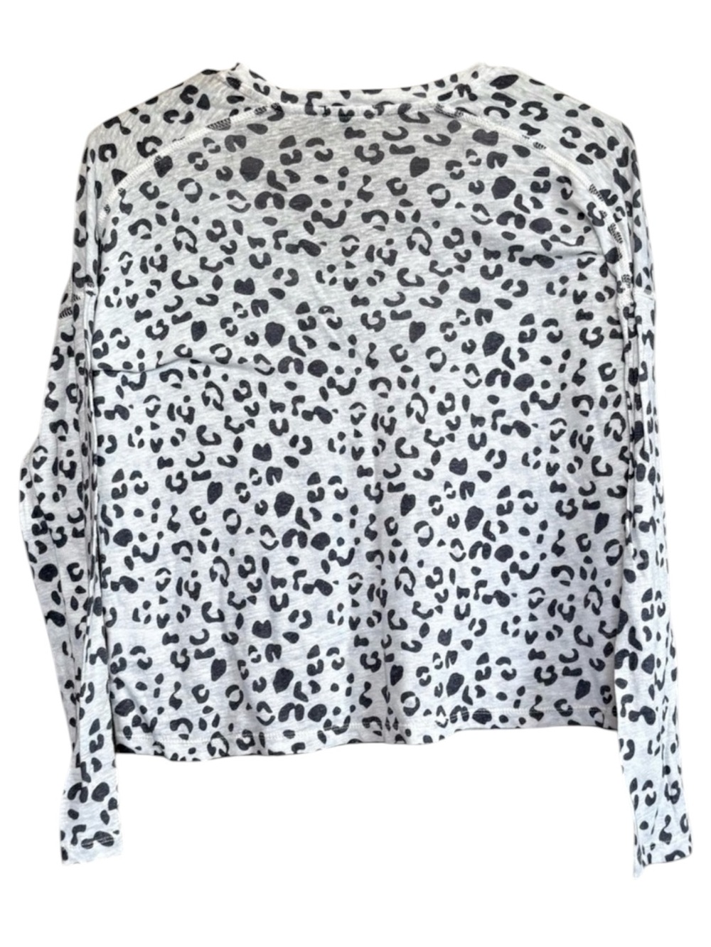 RAILS Sami Snow Leopard Linen Lyocell V Neck Long Sleeve Top S Y2K Animal Print - Picture 2 of 8